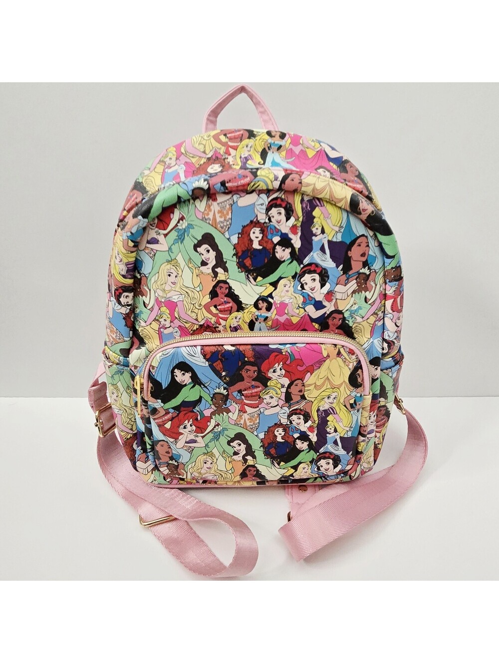 Cakeworthy Disney Princess AOP Pink Mini Backpack Cinderella Merida Belle Ariel